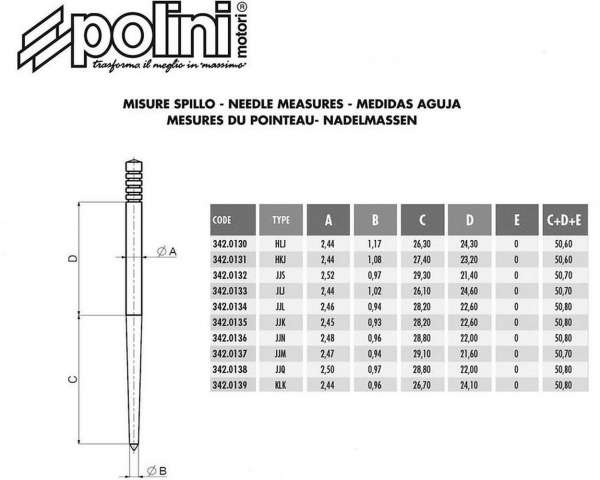 Vergasernadel POLINI für PWK Vergaser